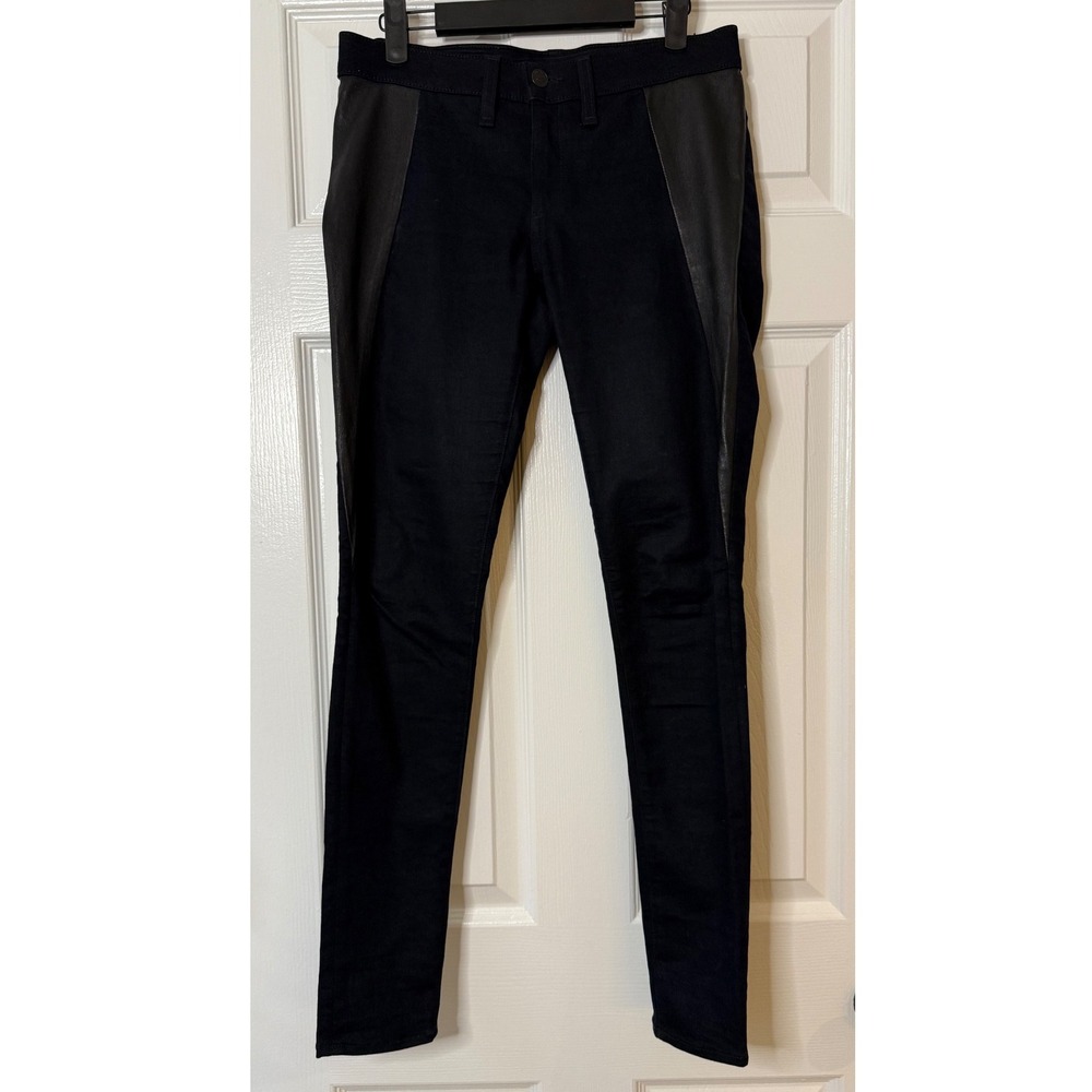 Rag Bone Jean Black Skinny Moto Leather Panel Pants‎ Size 27